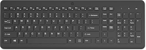 Teclado inalámbrico HP 220 - Conectividad de 2.4 GHz con cifrado de datos - Teclas Chiclet de bajo perfil - WinMac - Compatible con laptop, PC -