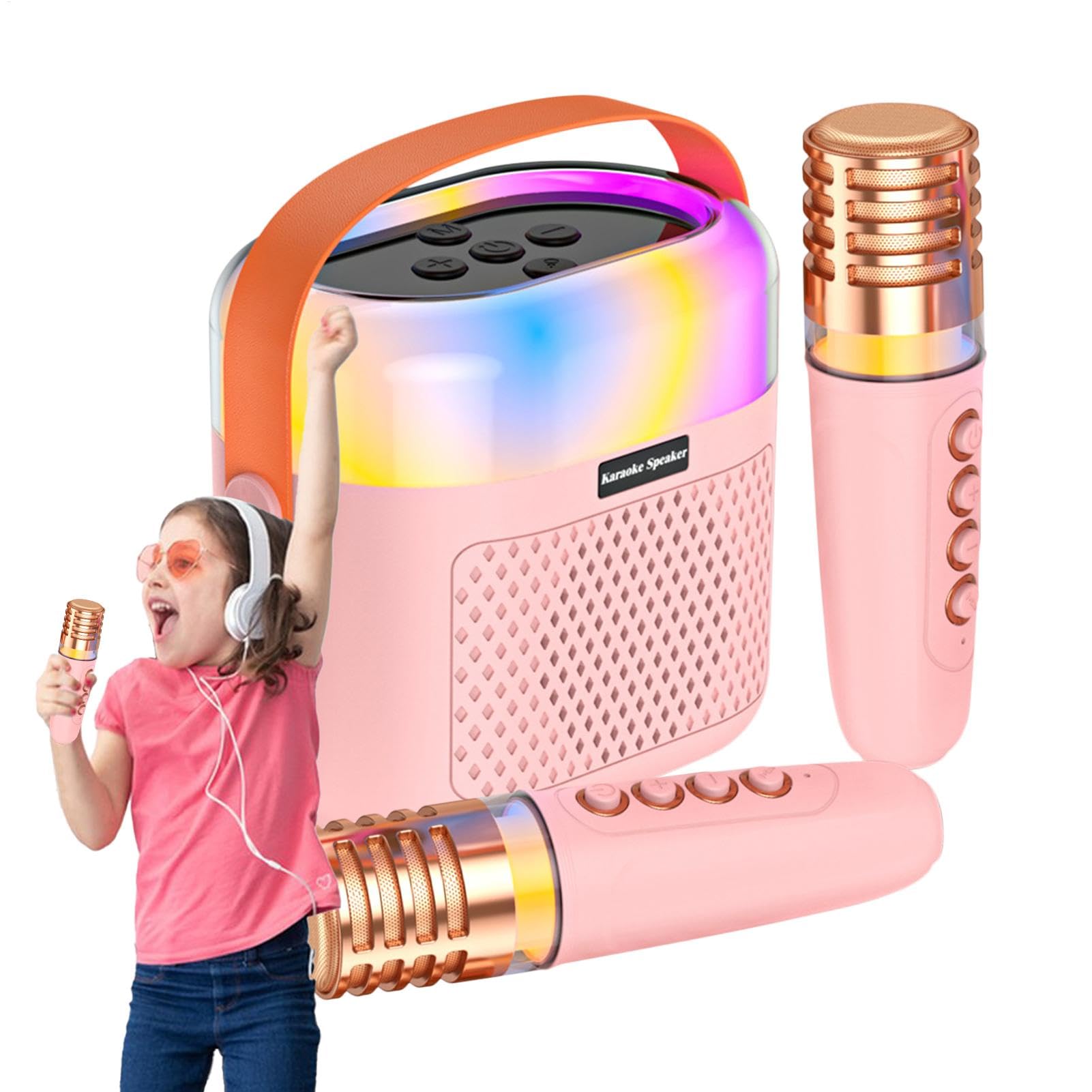 Przeno? maszyna do karaoke, karaoke dla dzieci - 1200mAh ?piewaj?ca maszyna do karaoke dla dzieci | 2 mikrofony bezprzewodowe, g?o?nik do karaoke, domowy system karaoke ?wi?teczne Halloween