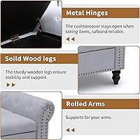 Vista 47 de Babion Banco otomano de almacenamiento con brazos, banco de extremo de cama para dormitorio, banco de almacenamiento con botones para entrada, sala