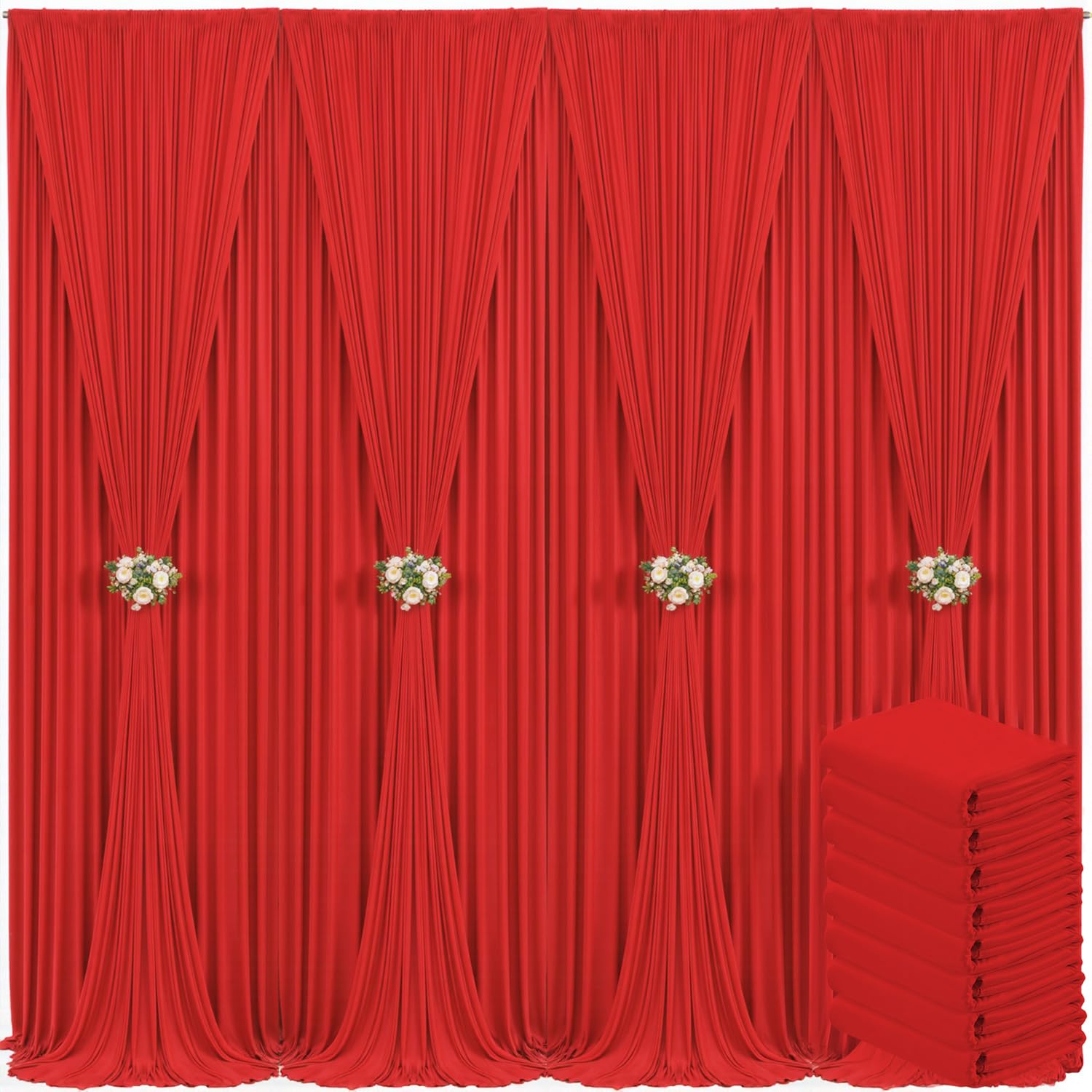 40ft x 10ft Ivory Backdrop Curtain for Wedding Ivory Wrinkle Free Backdrop Drapes Panels for Parties Baby Shower Bridal Shower Birthday Photo Photography Polyester Fabric Background Decoration — view 54