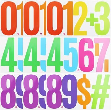 6 Inch Large Number Stickers, Vinyl Self Adhesive Sticker - 9 Sheets Multi