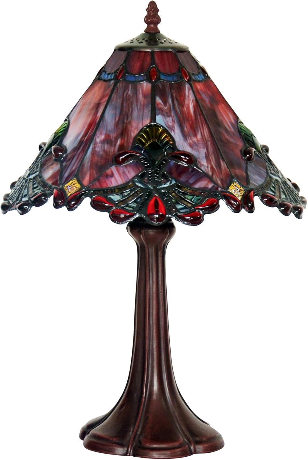 HT Tiffany Style Decor Table Lamp 12 Inch Wide Red Evangelism Design Stained Glass Shade 1-Light Antique Zinc Alloy Base Handmade Lighting Decor for Bedroom Living Room Dining Room Study Dresser