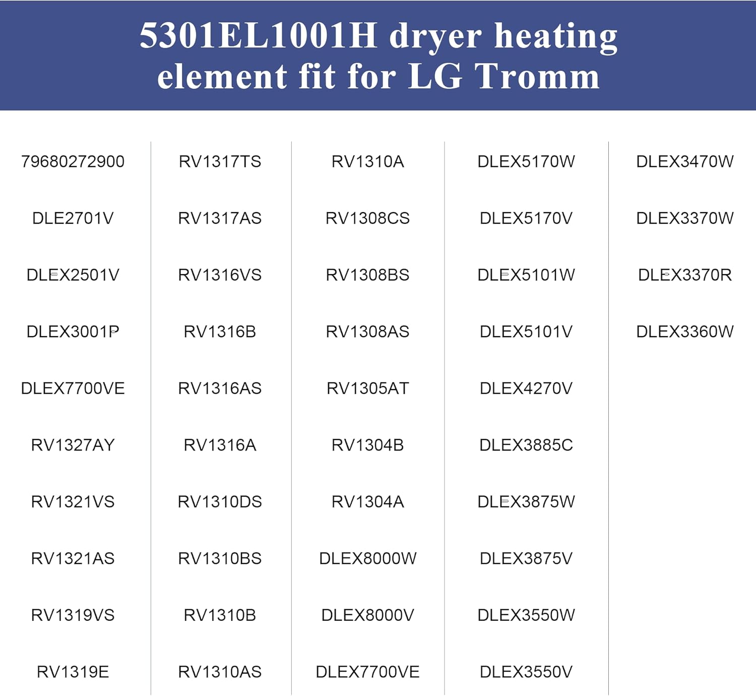 5301EL1001H Dryer Heating Element fit for LG.TROMM,Heater Assembly 5301EL1001H fit for Kenmore Elite 79680272900 3 Prong Thermostat 6931EL3001F DLEX7177WM DLE5977W DLE2516W DLE0442W prime&swift