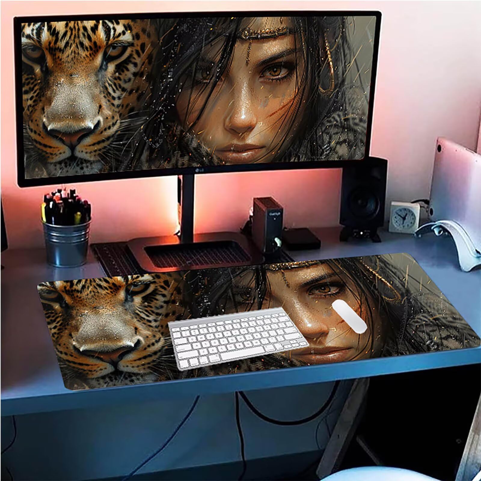 Tappetino Mouse XXL 1500 x 800 mm, Tappetino Mouse Donna, Gaming Mousepad Migliorare la Velocità e la Precisione, Mouse Pad con Base in Gomma Antiscivolo, Ufficio Accessori Gaming, Verde Y-3569