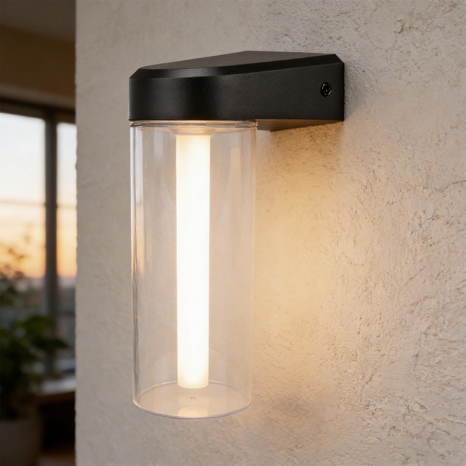 LED Outdoor Wall Lights Mains Powered, Die Cast Aluminum & PC, Achieve 360° Light Surround, IP44 Waterproof Outdoor External Wall Lights, 3000K Natural White, 9 x 13 x 21 cm