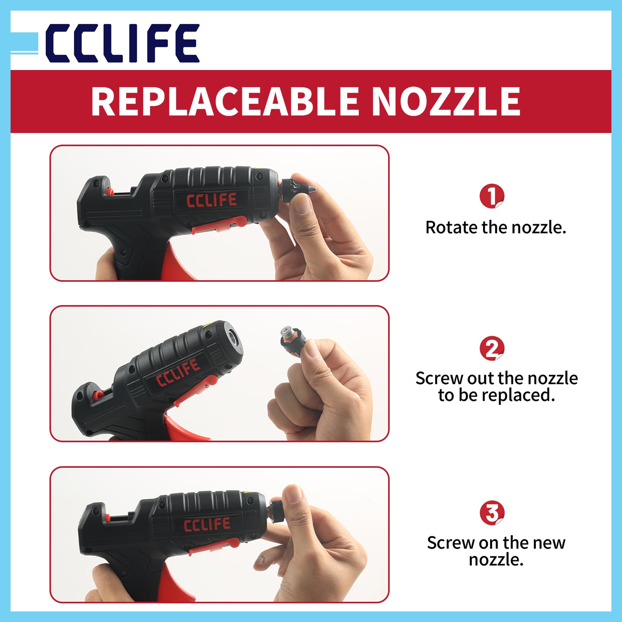CCLIFE Pistola de pegamento caliente, 100 W, 30 barras de pegamento caliente | Válvula de goteo plegable, calentamiento de 3-5 minutos, 10-16 g/min, madera/plástico, cartón, bricolaje
