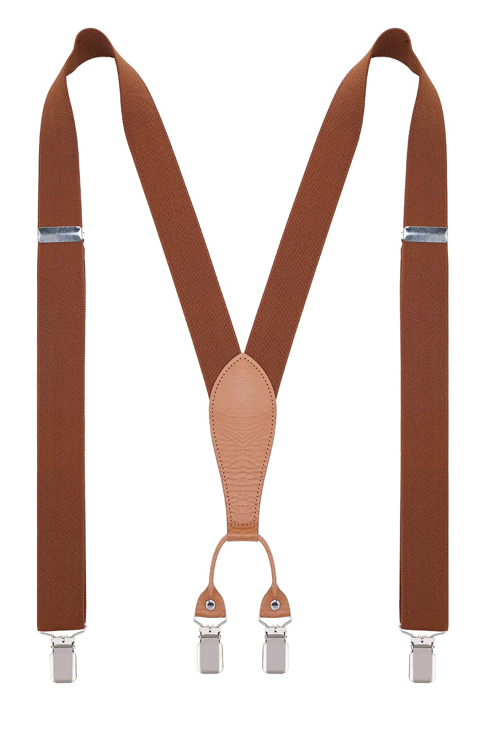 DEOBOX Suspenders for Men Adjustable Heavy Duty Y Back with 4 Solid Straight Clips