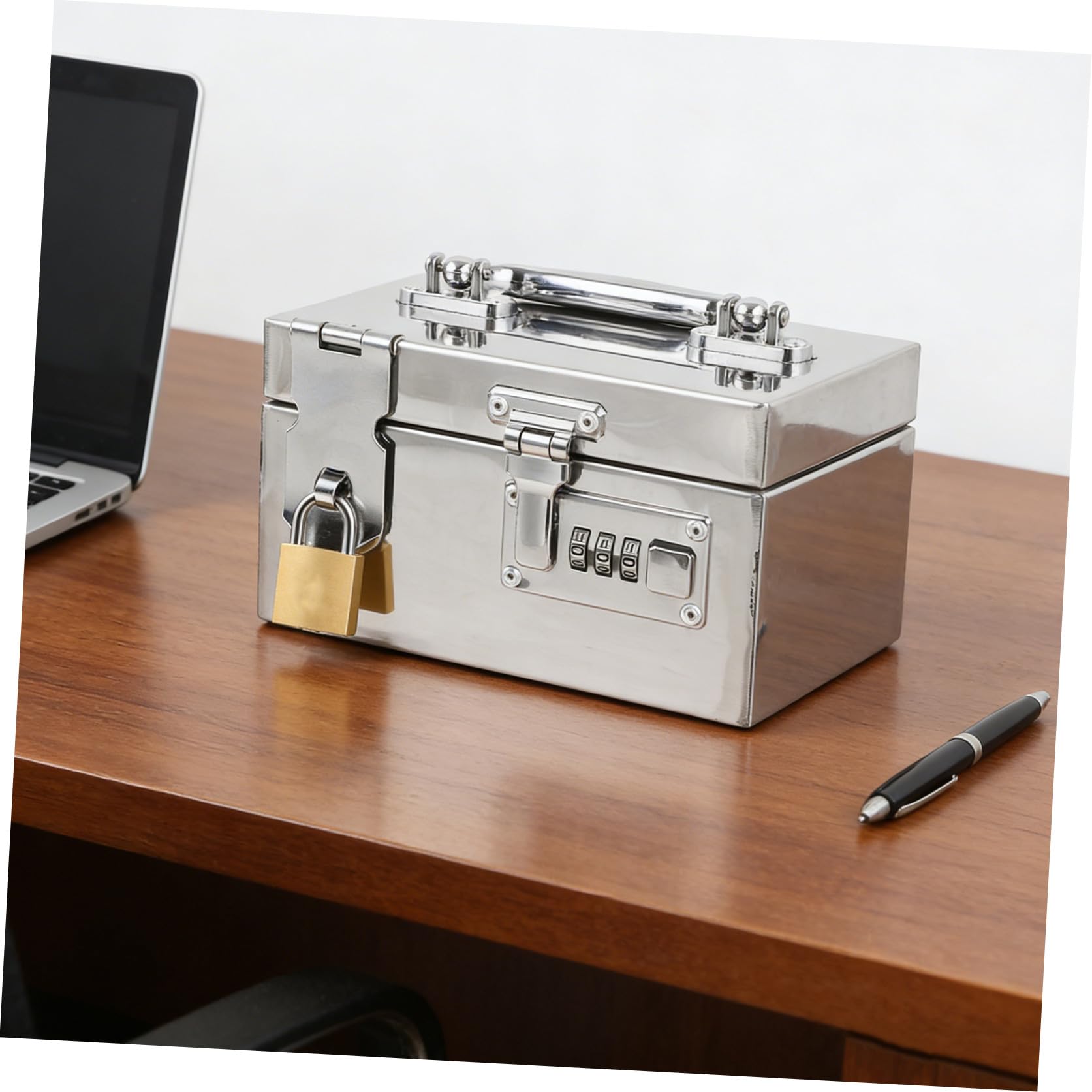 jojofuny Tirelire Incassable avec Grosse Capacité, Design Multifonctionnel Coffre à Cadenas en Acier Inoxydable et Serrure à Code pour Adultes pour Bureau et Maison