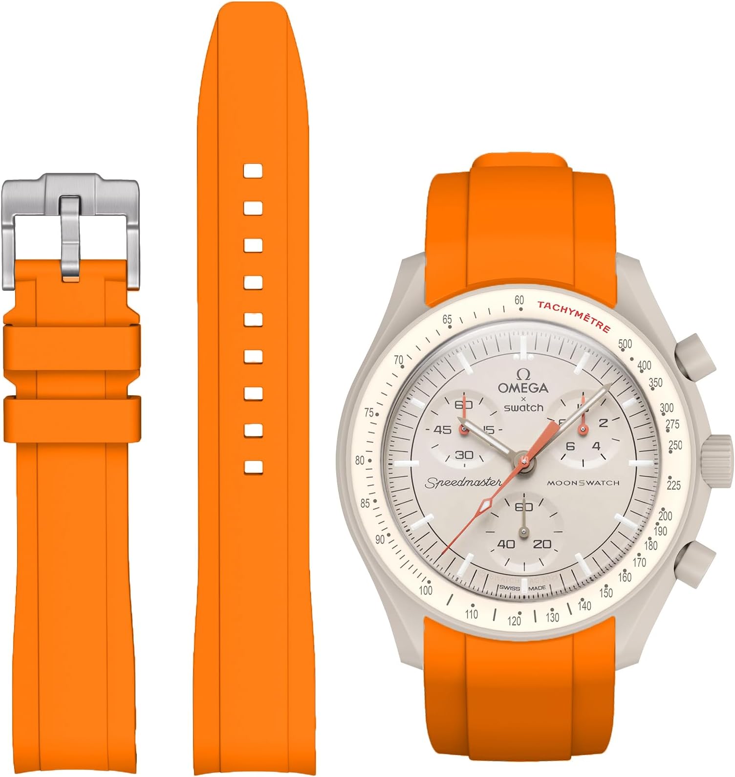 Strap for MoonSwatch Watch,Curved Silicon Replacement Band Compatible With Omega X Swatch Speedmaster Moonswatch 20mm,Soft 22mm Strap for Men Women