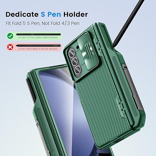 Miniatura 9 de Nillkin Funda para Samsung Galaxy Z Fold 5 con soporte para bolígrafo S y protección de bisagra soporte oculto cubierta de cámara deslizante