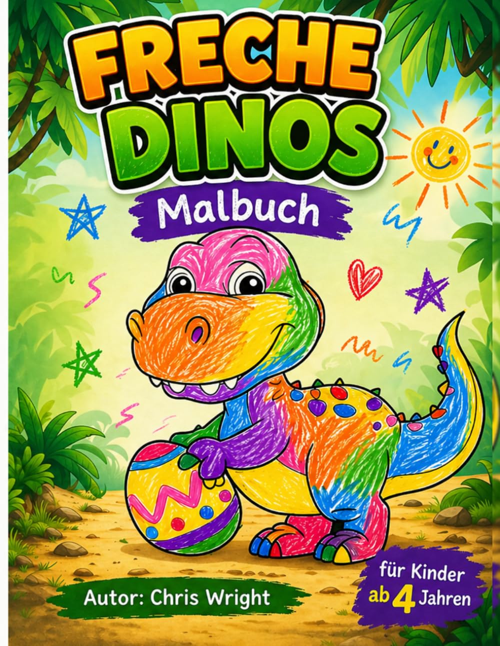 Dino Malbuch für Kinder ab 4 Jahren: Große Dinosaurier zum Ausmalen | Einfache Motive | Perfekt für Jungen & Mädchen | Spaß und Kreativität fördern