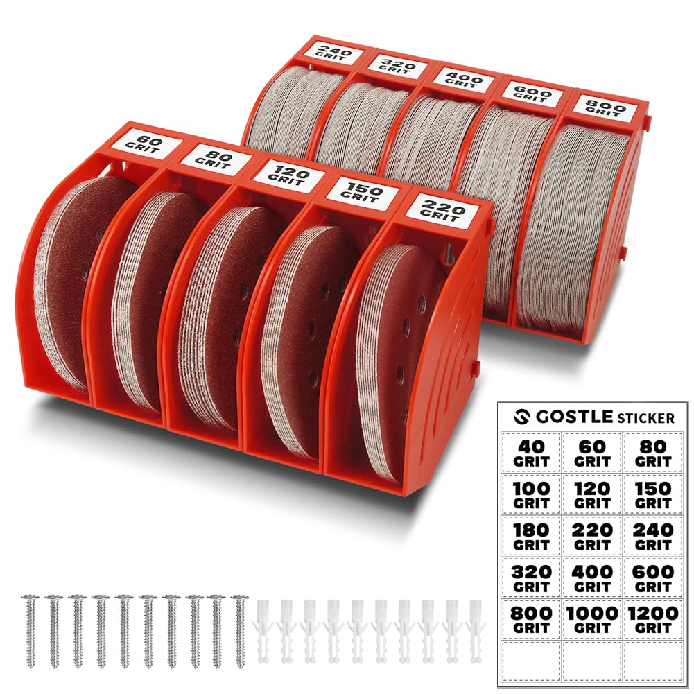 5 Inch Professional Sanding Discs Storage Bins - 10 Set for 10 bins, Red