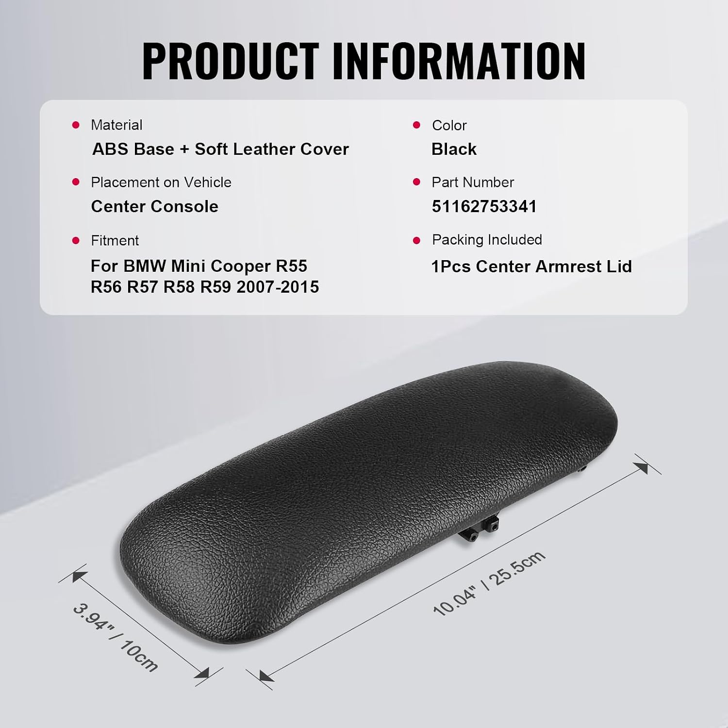 Bacar Center Console Armrest Cover Soft Leather for Mini Cooper R55 R56 image 5