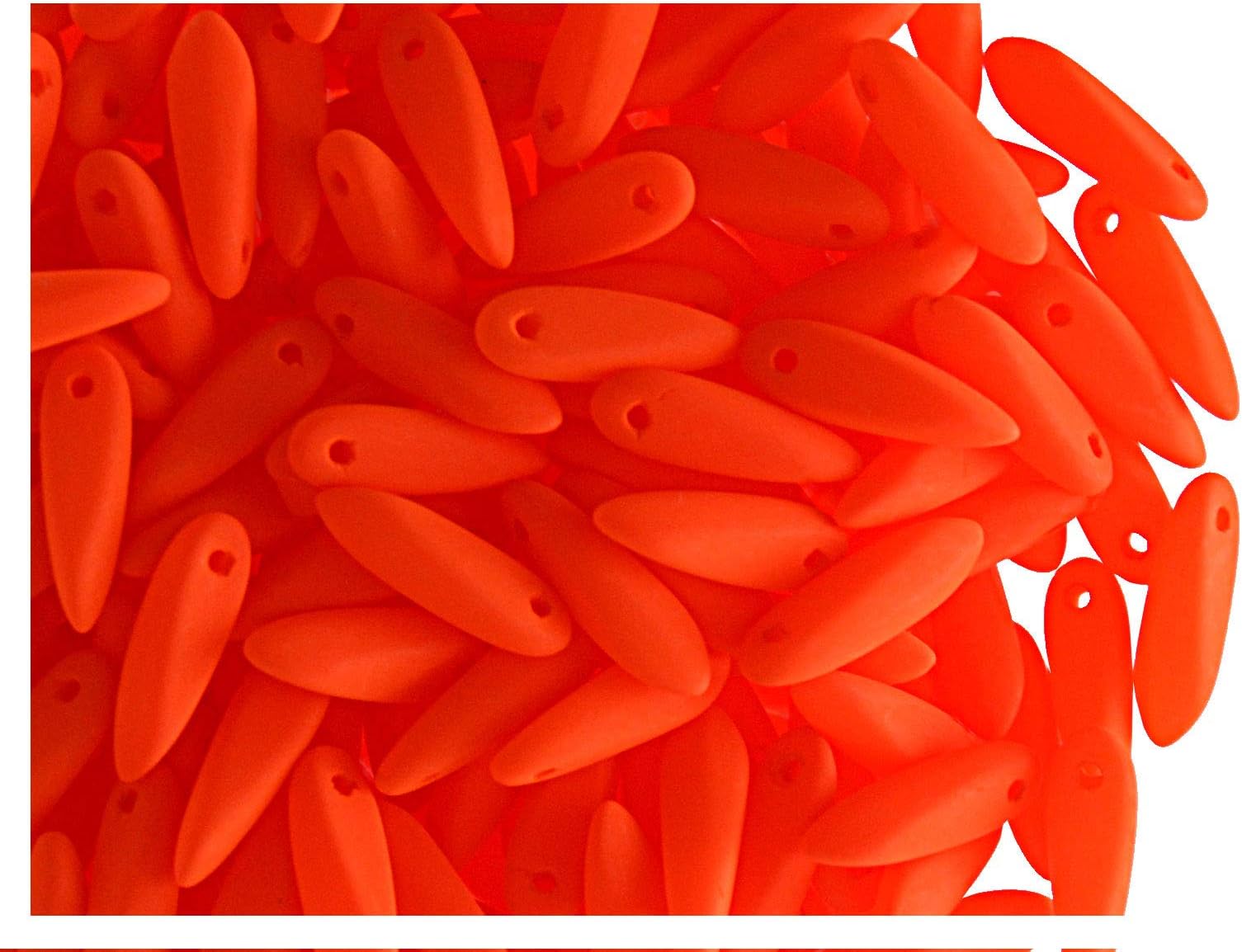 50 pcs Czech Glass Dagger Beads ESTRELA NEON (UV Active) Small 10x3mm Orange