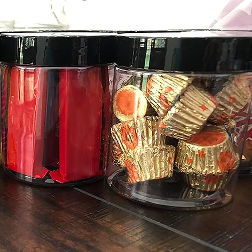 Miniatura 7 de Paquete de 68 tarros de plástico de 2 onzas con tapas, recipientes redondos transparentes para limo, recipientes cosméticos recargables para viajes,