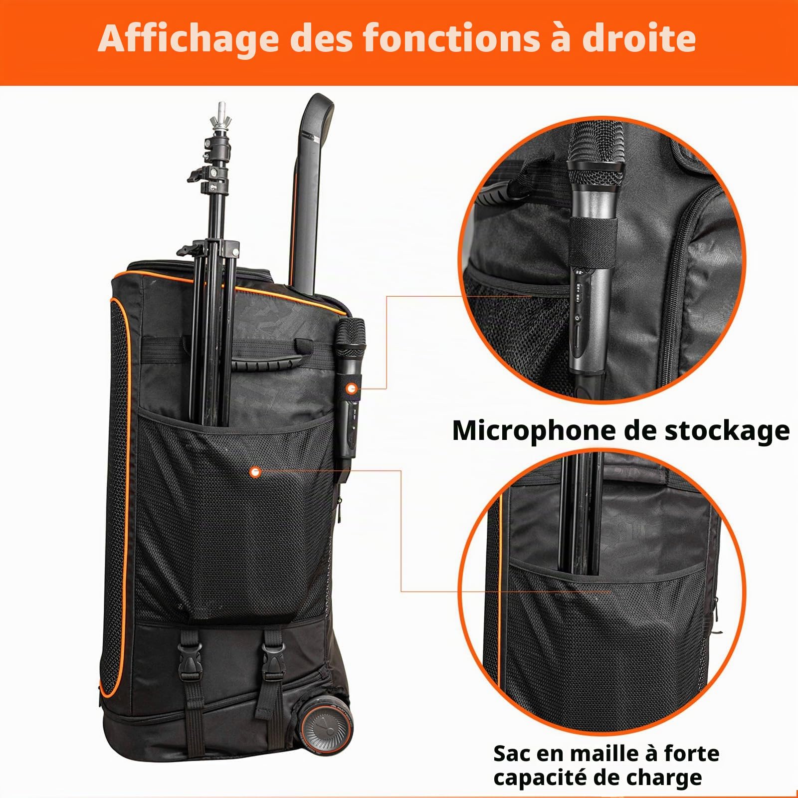 Sac à roulettes JBL PartyBox 520 – Housse de protection, rangement portable pour haut-parleur et accessoires, sac de voyage durable pour DJ