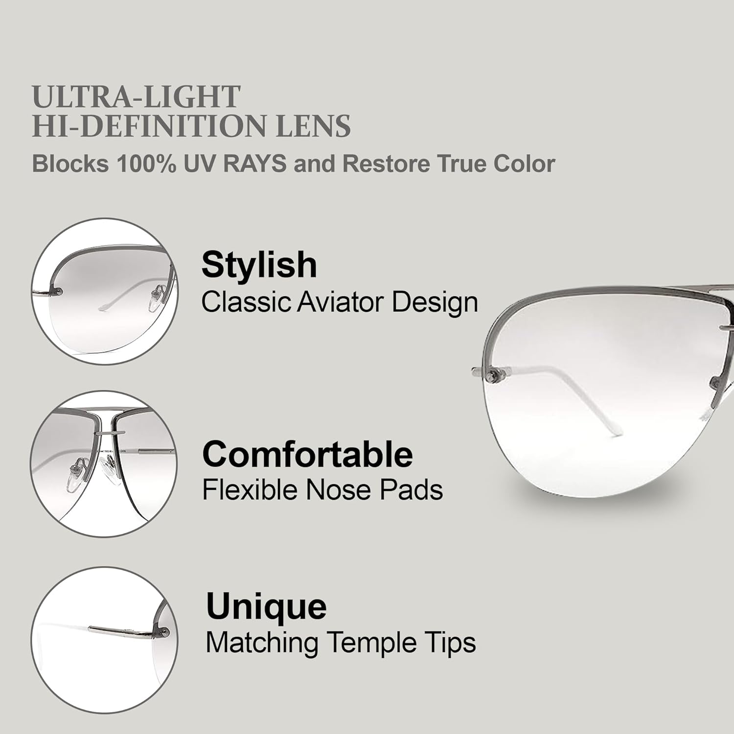 NYS Collection Aviator Sunglasses for Women & Men Medium Fit Thin Metal Frame Gradient Mirror Lenses with 100% UV Protection - Image 5