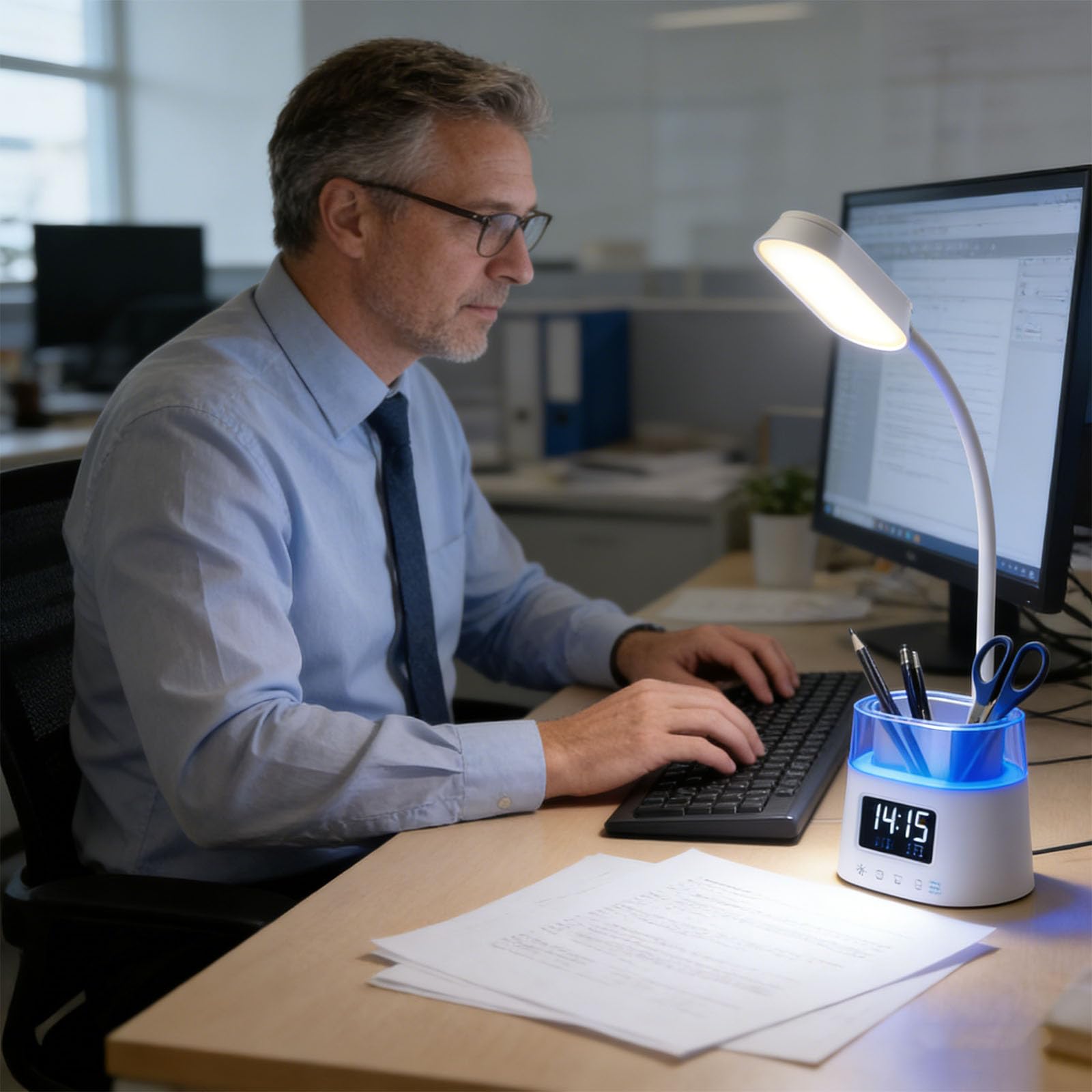 Przenośna lampa biurkowa LED zasilana przez USB, składana konstrukcja, sterowanie dotykowe, czasomierz, automatyczne wyłączanie, uchwyt na długopis do kompaktowych przestrzeni lampa biurkowa