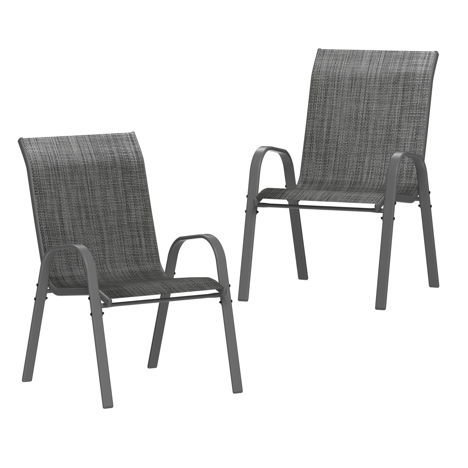 Amopatio Patio Chairs Set of 2, Breathable Garden Outdoor Furniture for Backyard Deck,Outdoor Stackable Dining Chairs for All Weather, Dark Grey