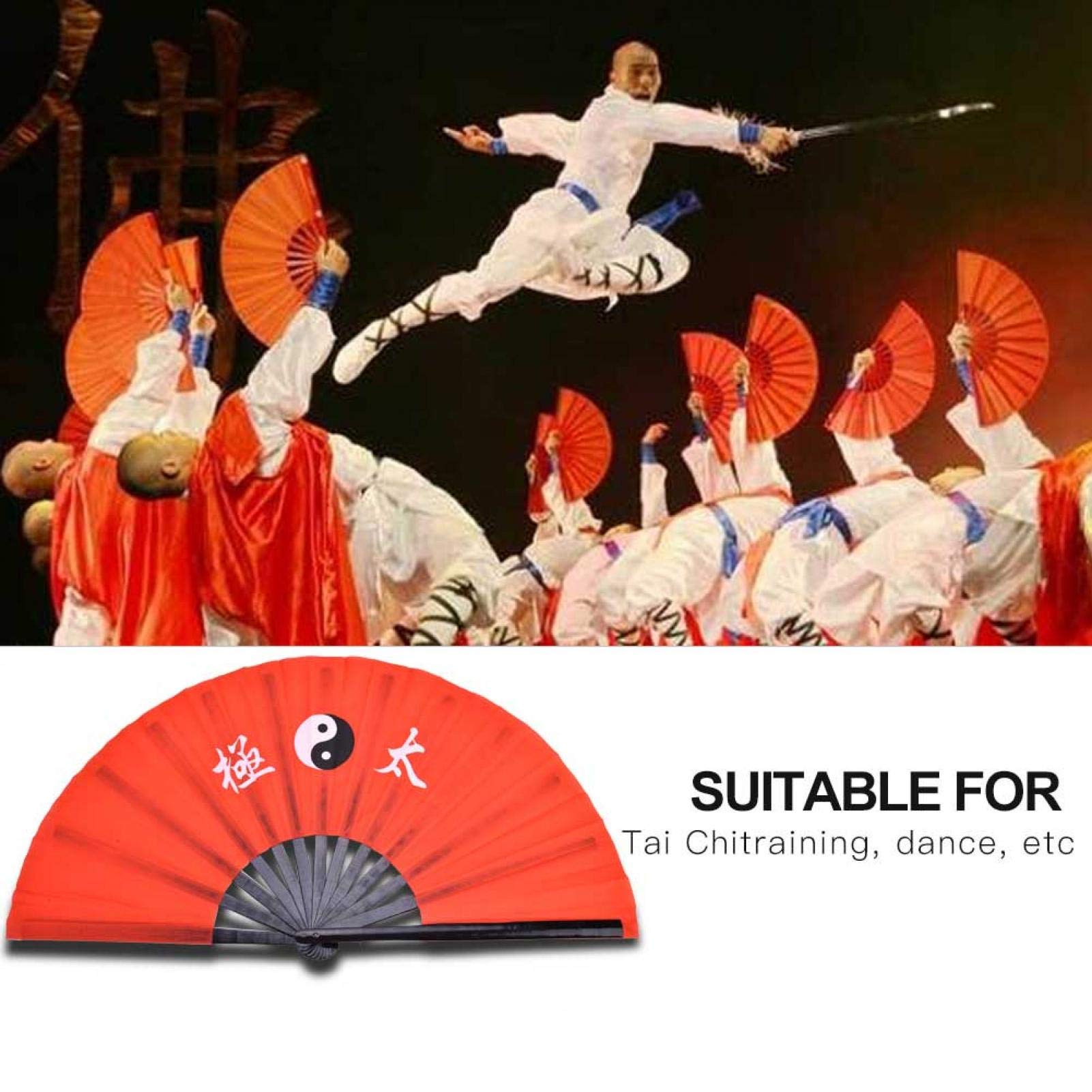 Éventail En Soie Et Bambou Ausla - Léger, Pour Tai Chi, Danse, Wushu, Avec Sac De Rangement