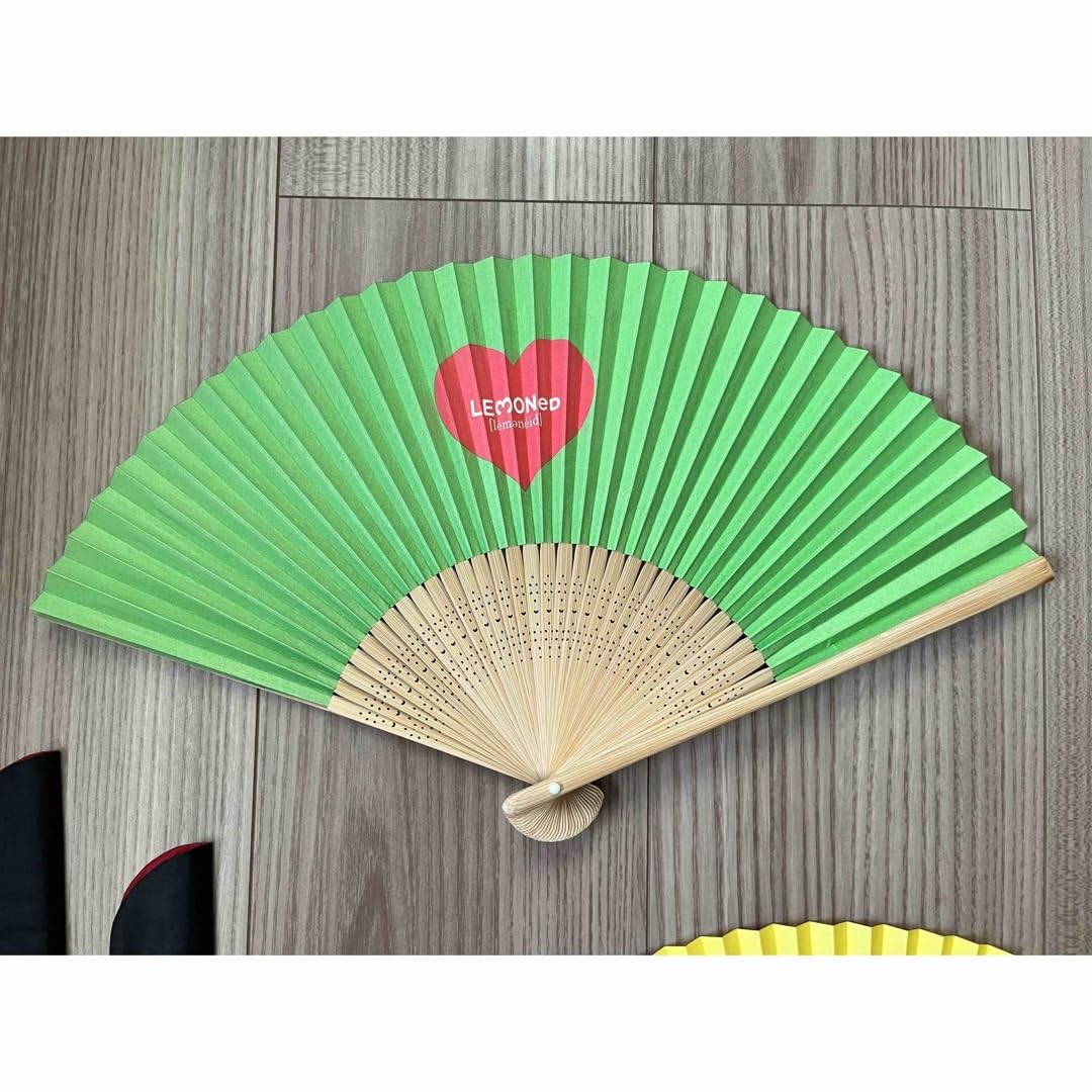 Amazon.co.jp: hide イエローハート グリーンハート扇子セット