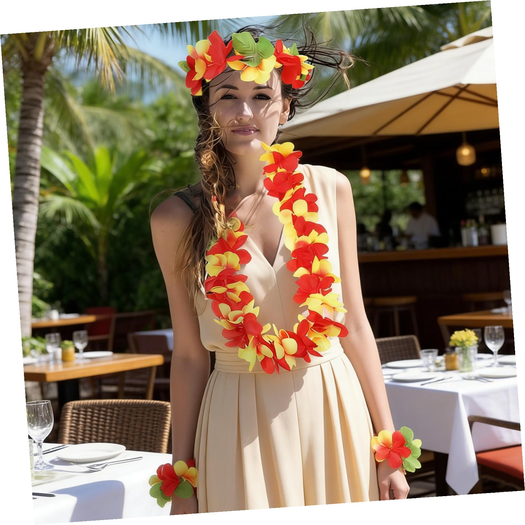 Conjunto de Guirnalda Hawaiana de 32 Piezas, Tela, para Niños, 1 Set
