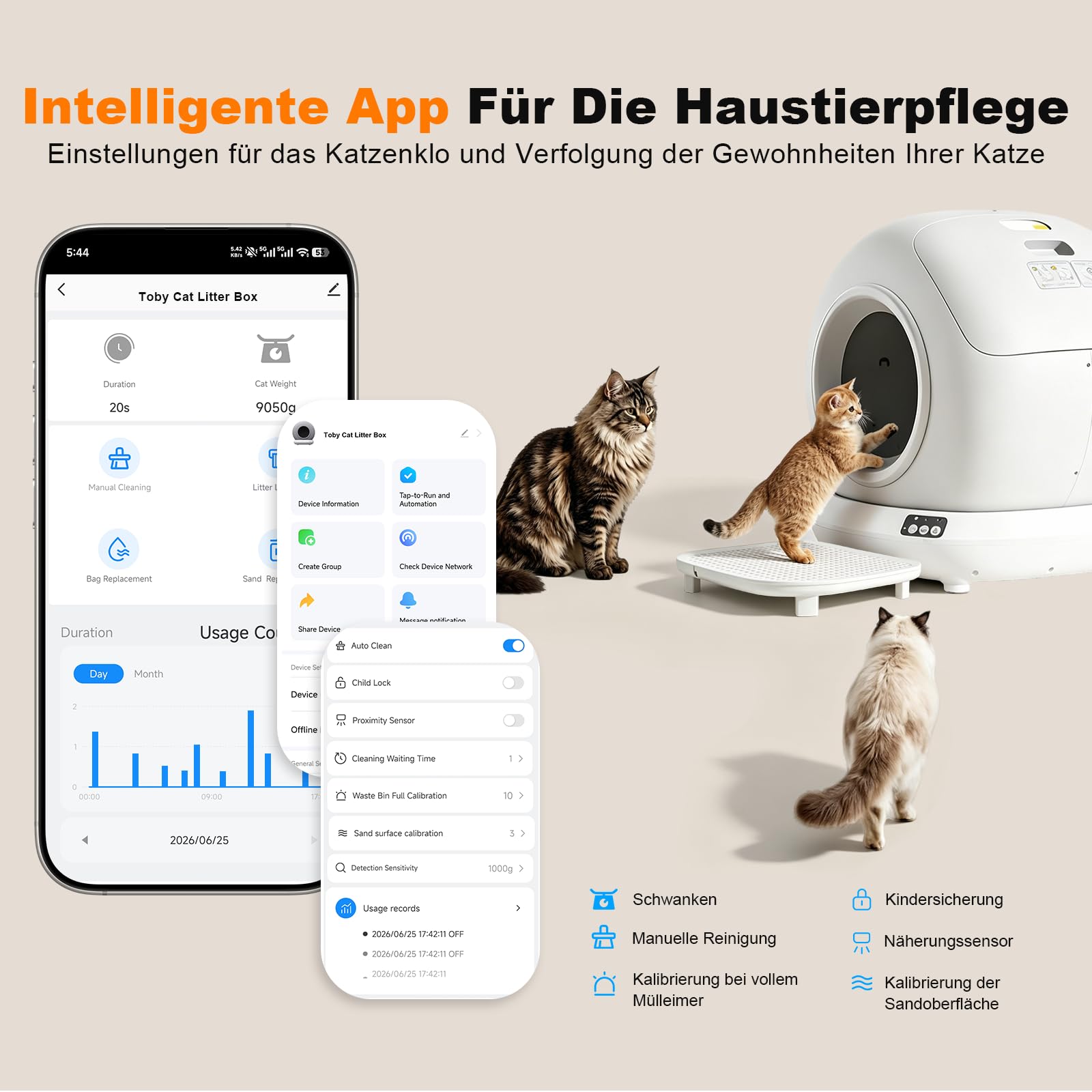 Arenero Gatos Autolimpiable, Capacidad Grande 78L Arenero Gato con Pedal, XXXL Arenero Automatico para Varios Gatos, Control App/Anti-Fugas/Sensor Seguridad/Eliminación Olores/Limpieza Rápida | Bandeja de arena eléctrica grande de 78 L, control de olores,