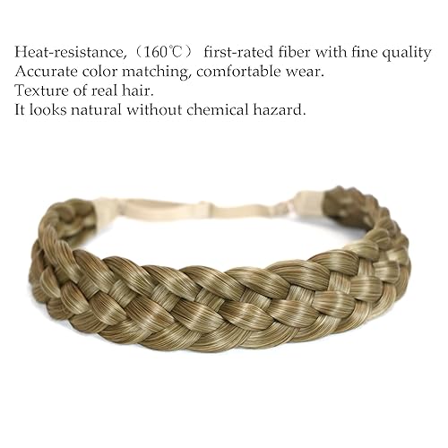 Miniatura 3 de TOECWEGR Diadema de pelo sintético de 5 hebras trenzadas, clásicas, gruesas, anchas, trenzadas, elásticas, multicolor, accesorios de belleza para el