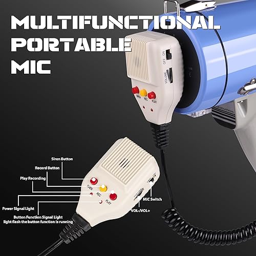 Miniatura 12 de MyMealivos 50W Bluetooth Megaphone with Rechargeable Battery-Professional Bullhorn with Siren&240s Recording Supports USB/SD/3.5mm Aux-1600ft Range