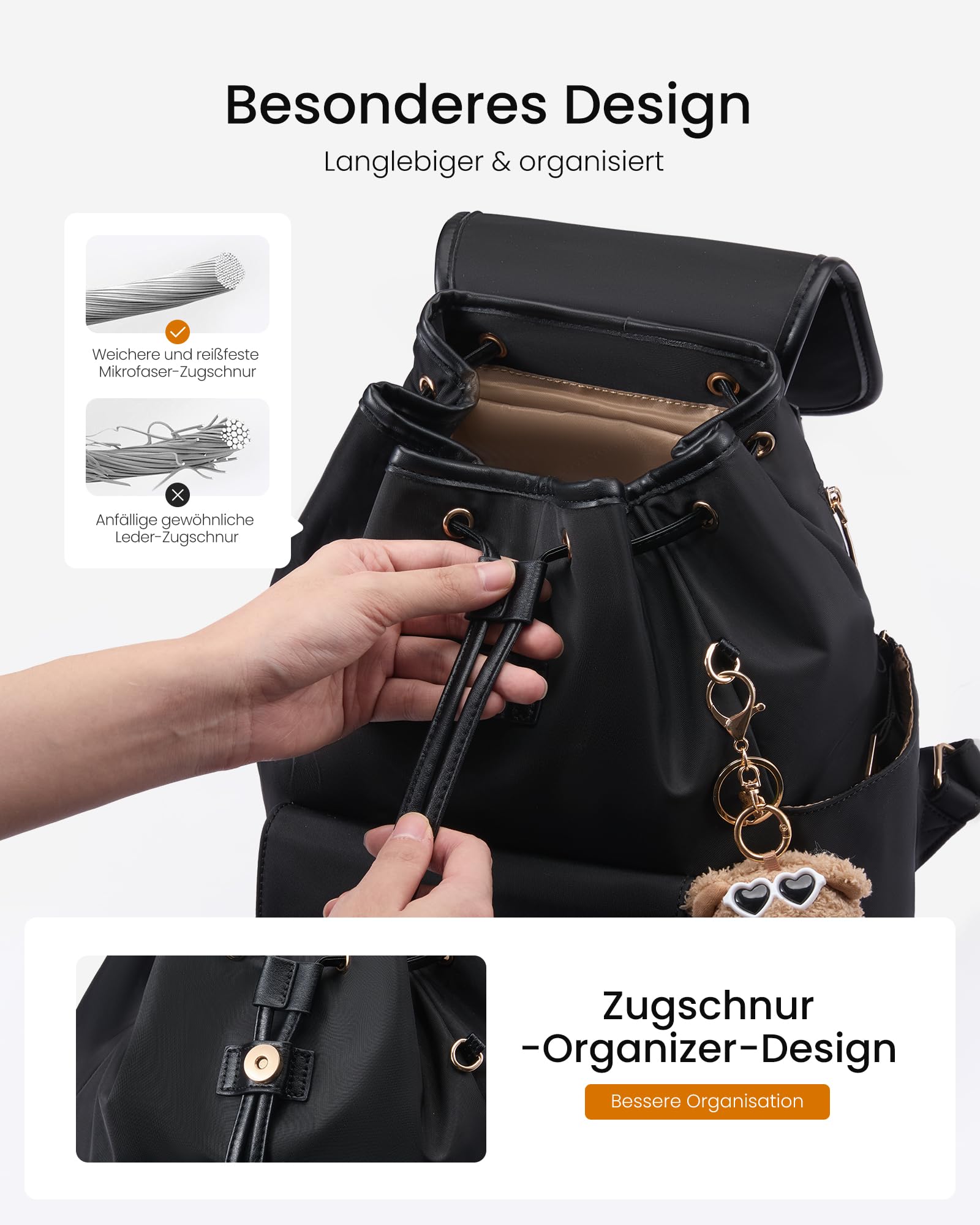 LOVEVOOK Rucksack Damen Klein, Leichter Cityrucksack Damen, Mini Backpack Elegant, Tagesrucksack mit Große Wasserflaschentasche, Backpack Women für Arbeit, Alltag, Reise, Uni, Beige-grün