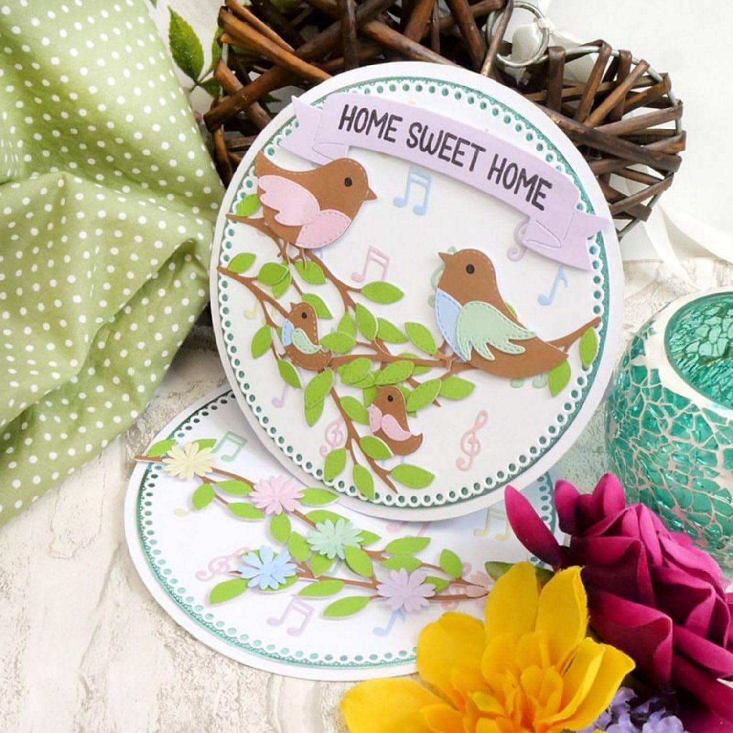 Fastboy Fournitures D'Artisanat Exquises Découpe D'Oiseaux En Métal Pour Fabrication De Cartes Et Scrapbooking Motif Fleur D'Oiseau Acier Au Carbone