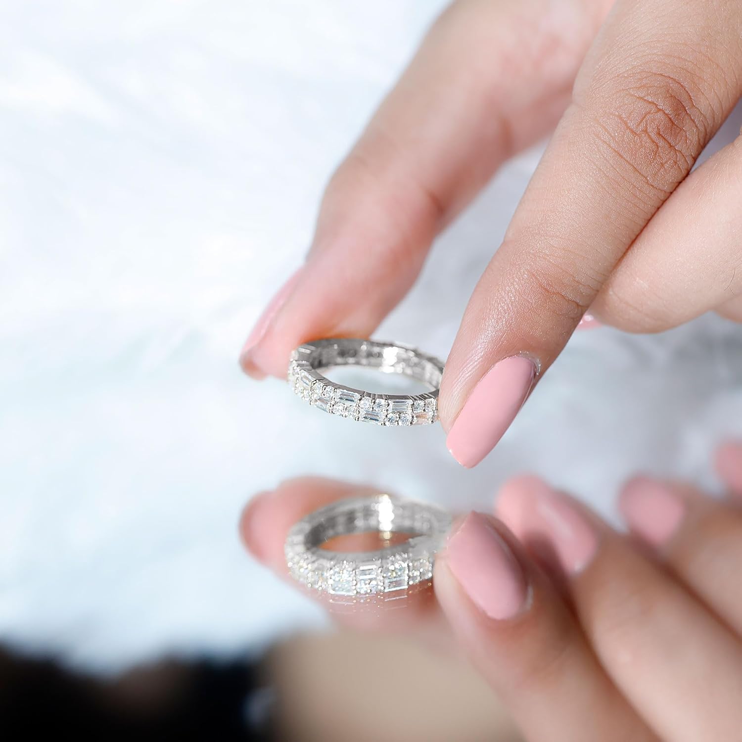 Certified Moissanite Full Eternity Ring For Women, D-Vs1 Quality, Moissanite Wedding Band - Ideal For Gift