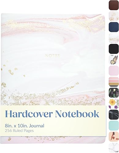 WORLD TRAVELER Cuaderno de Diario Grande Forrado - Cuaderno de Tapa Dura que se Abre Plano con 2 Marcadores de Cinta, Diario de Escritura