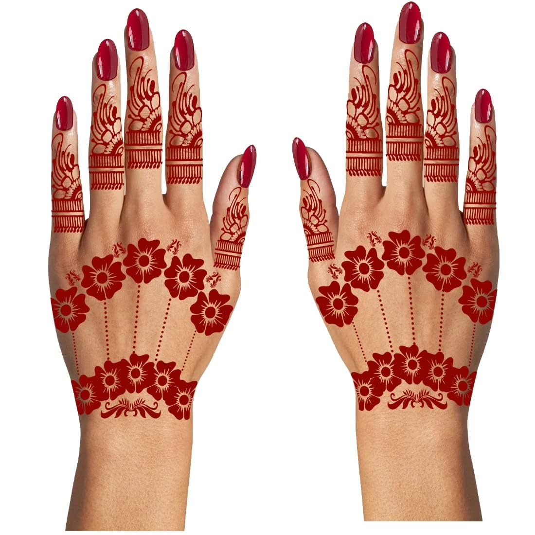 Komstec Flower Henna Mehndi Both Side Pcs Tattoo Love Women Temporary Body  Tattoo : Amazon.in: Beauty