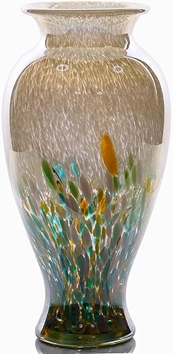 Florero de vidrio soplado, jarrón de vidrio único, florero decorativo de botella colorida para el hogar, sala de estar, mesa de comedor, oficina,