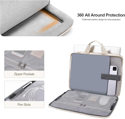 Miniatura 3 de MOSISO 360 - Bolsa de hombro protectora para laptop, 15-15.6 pulgadas, doble capa, acolchada, con cremallera antirrobo compatible con MacBook Pro de