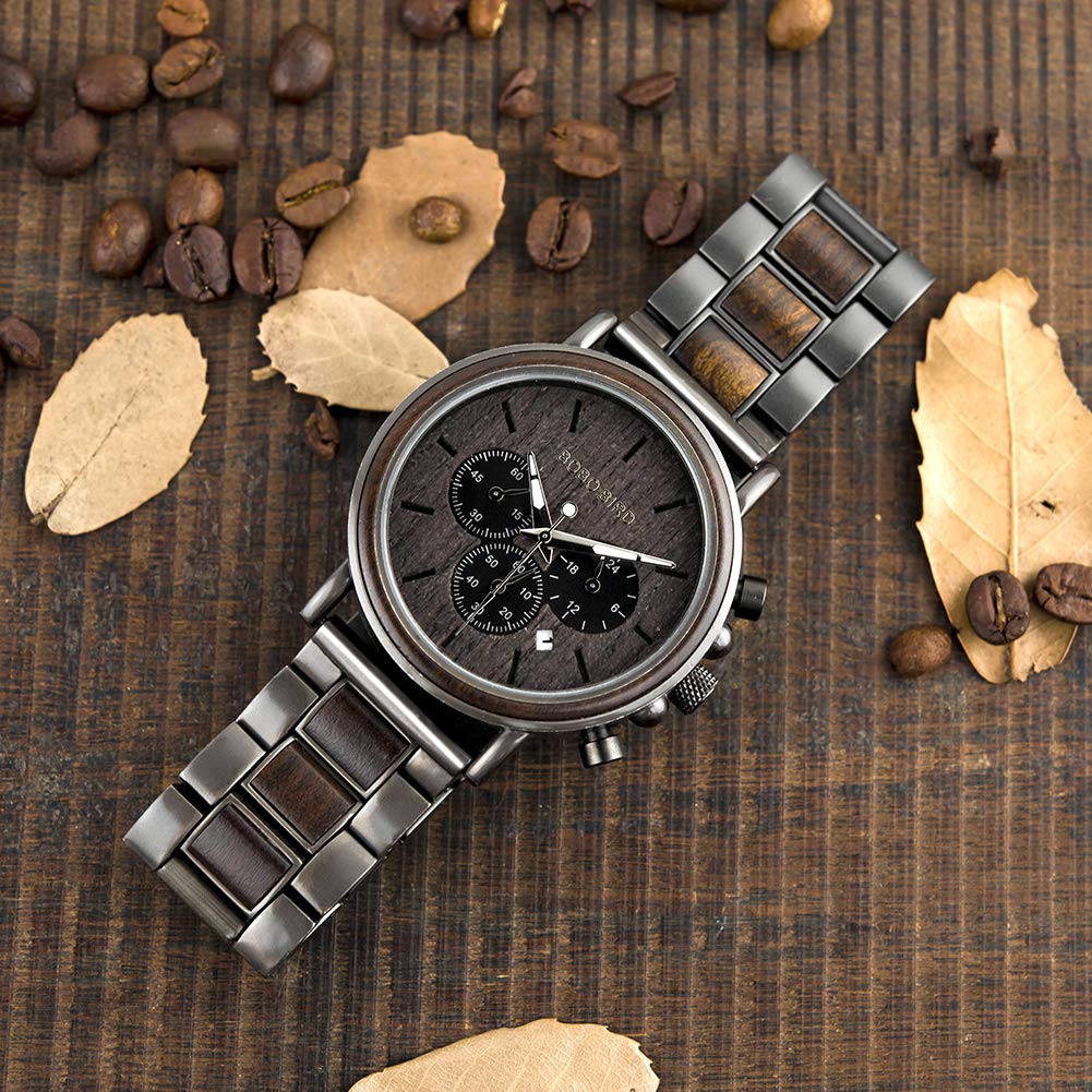 2win Reloj de Madera Grabado para Novio, mi Hombre, prometido, Marido, Relojes de Madera Personalizados para Hombres, cumpleaños, Aniversario, Reloj Personalizado, B- to My Man, Pulsera