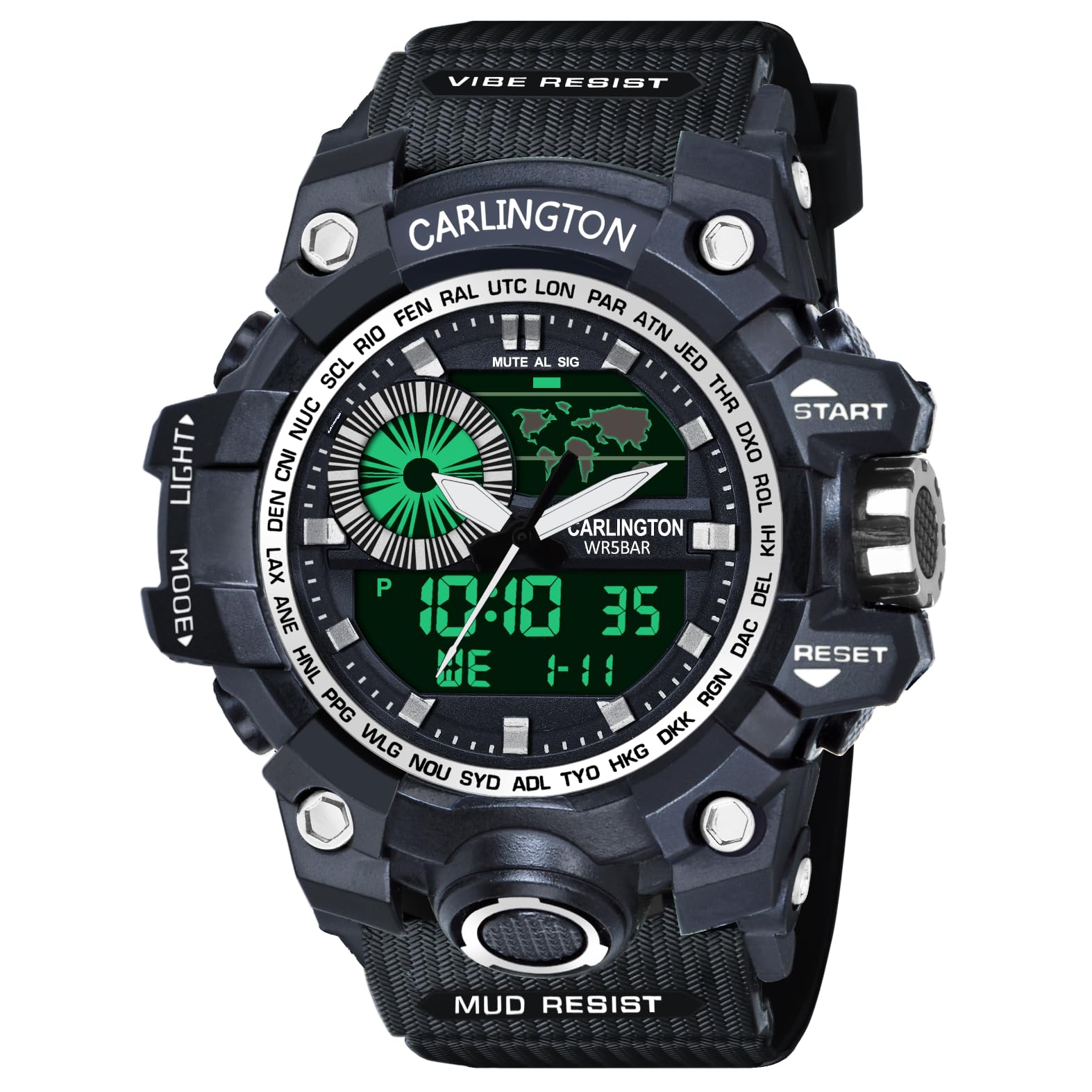 Carlington Resin Analog-Digital Sports Watch Chronograph,Dual Time,Alarm,Stopwatch,Water-Resistant,Shock-Resistant,Back Light Display- The Perfect Watch For Men&Boys-Ct3388 (Black Dial&Band) (B0CF5JY3QS) Amazon Price History, Amazon Price Tracker