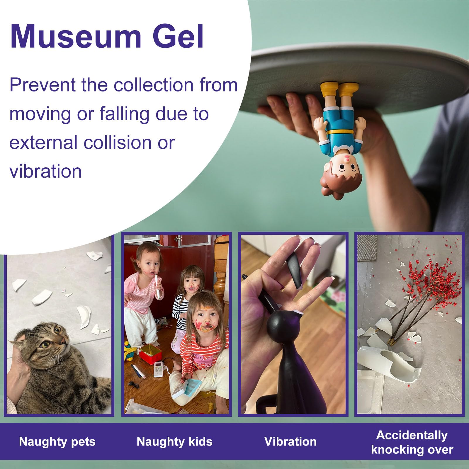 EIGTWEN 340,2 g gel trasparente museo, mastice da museo rimovibile, eccellente adesione, riutilizzabile, smontabile senza segni, adatto per superfici di metallo, ceramica, vetro, plastica e legno
