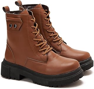 بوت بأربطة وبكباسين للإغلاق للنساء، بوت يصل إلى منتصف الساق من تي جي اس