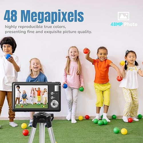 Miniatura 4 de Cámara digital de 48 MP para fotografía, cámara de video LCD 4K de 3.0 pulgadas, zoom digital de 16X, cámara compacta de punto y disparo para