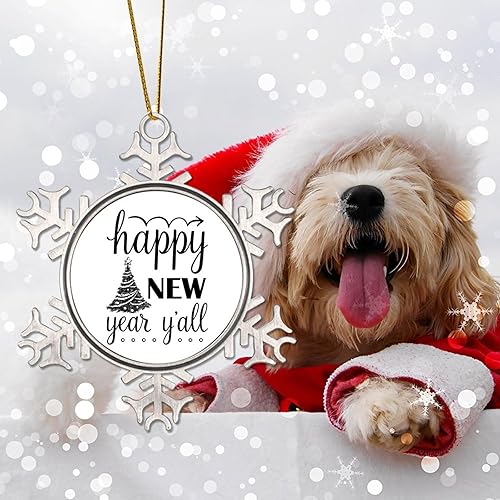 Miniatura 4 de CowkissSign Decorative Hanging Ornaments Happy New Year Yall Christmas Decor Keepsake Funny Christmas Quotes Novelty Metal Snowflake Christmas