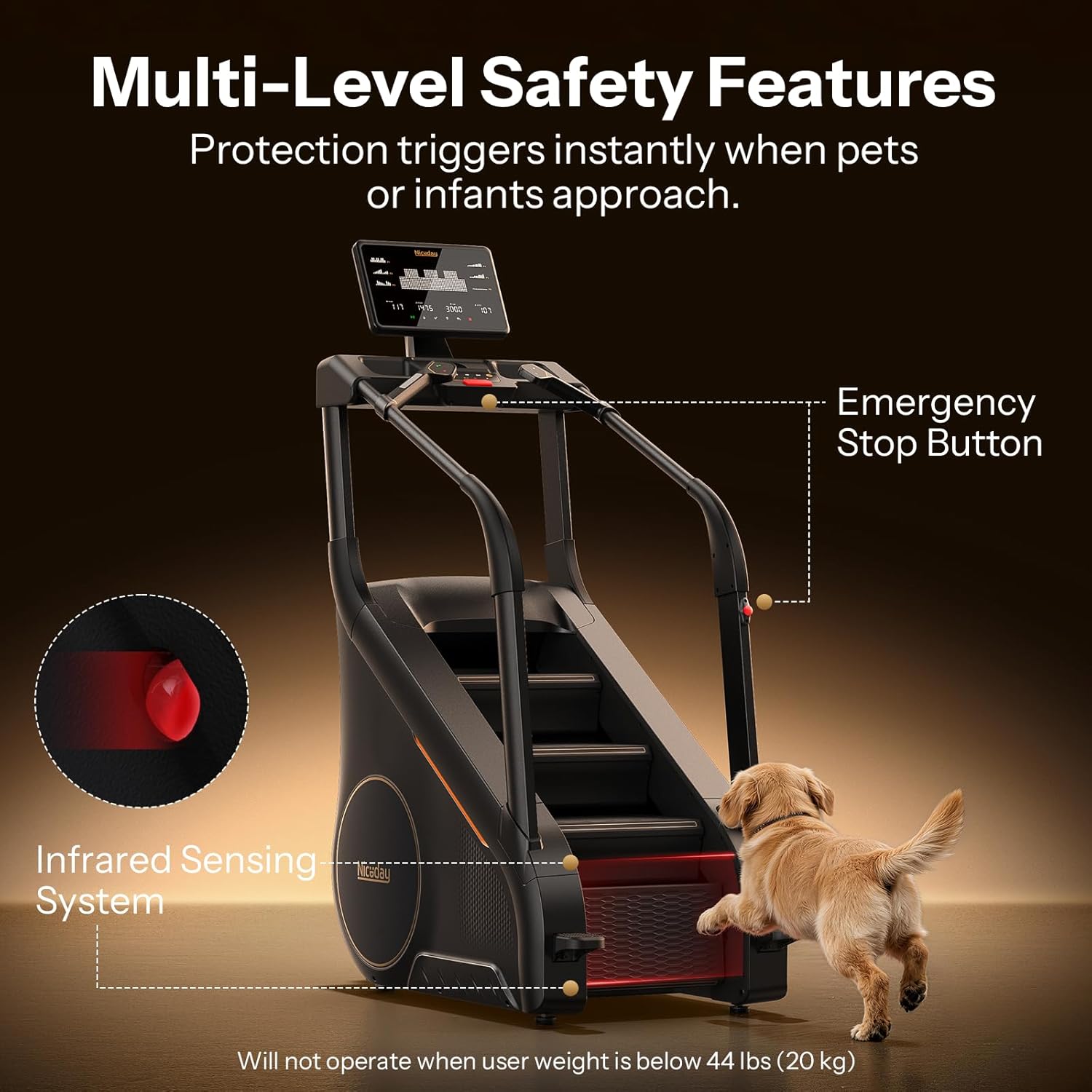 Niceday SC2 Stair Climber Master at Home, Stair Stepper with 6.9" Natural Floating Step, Commercial Grade Climber Machine with 25Levels for 20-164 SPM, 397 lbs Capacity, 15.6" LED Tilting Touchscreen