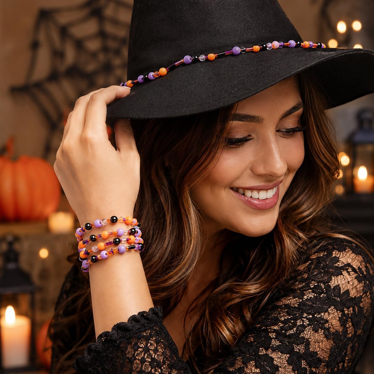 800PCS Halloween Beads Bracelets Making Kit Acrylic Mix Beads