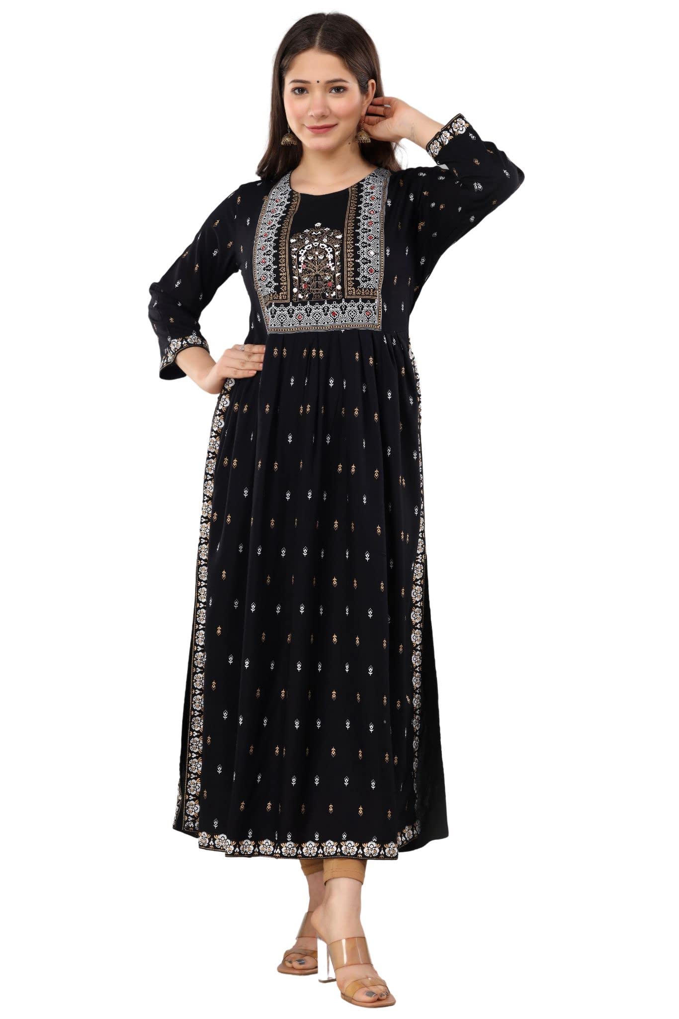 rytras Women's Regular Fit Rayon Printed Flared Kurti