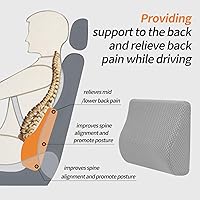 Vista 4 de Cojín de apoyo lumbar de espuma viscoelástica para asiento de automóvil; ideal como apoyo para la espalda media/baja para asiento de auto, silla