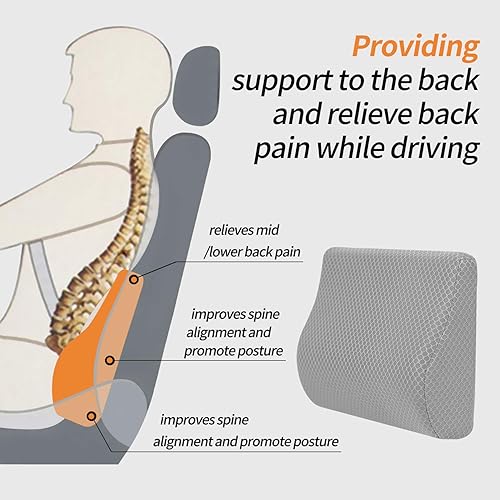 Miniatura 4 de Cojín de apoyo lumbar de espuma viscoelástica para asiento de automóvil ideal como apoyo para la espalda mediabaja para asiento de auto, silla