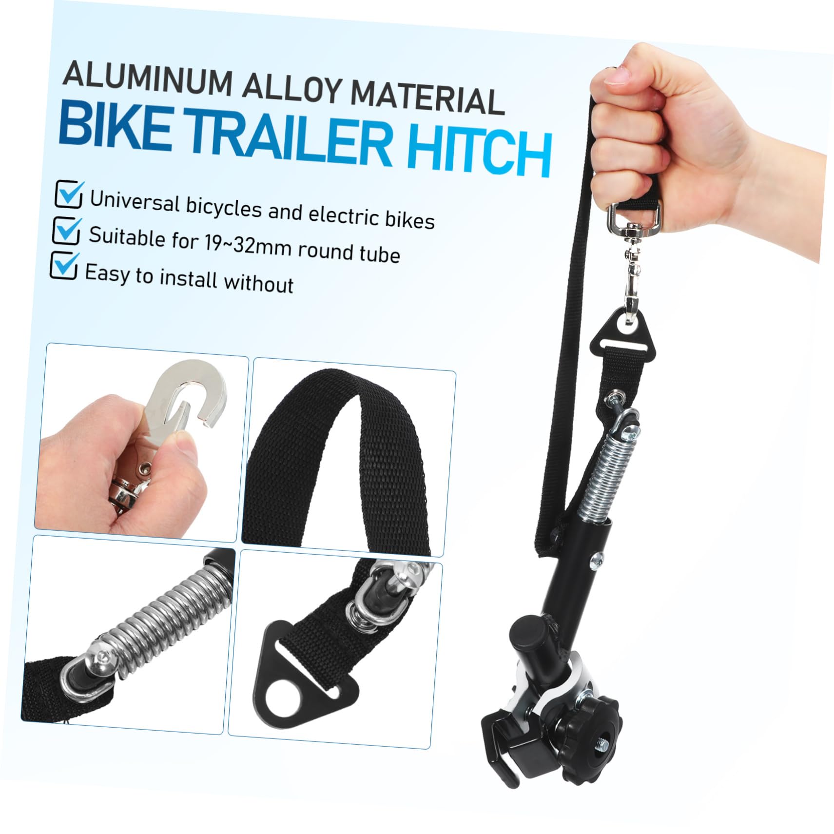 SUPVOX Bike Trailer Hitch in Steel With Nylon Strap, Universal Connector For Bicycle And E-Bike Towing