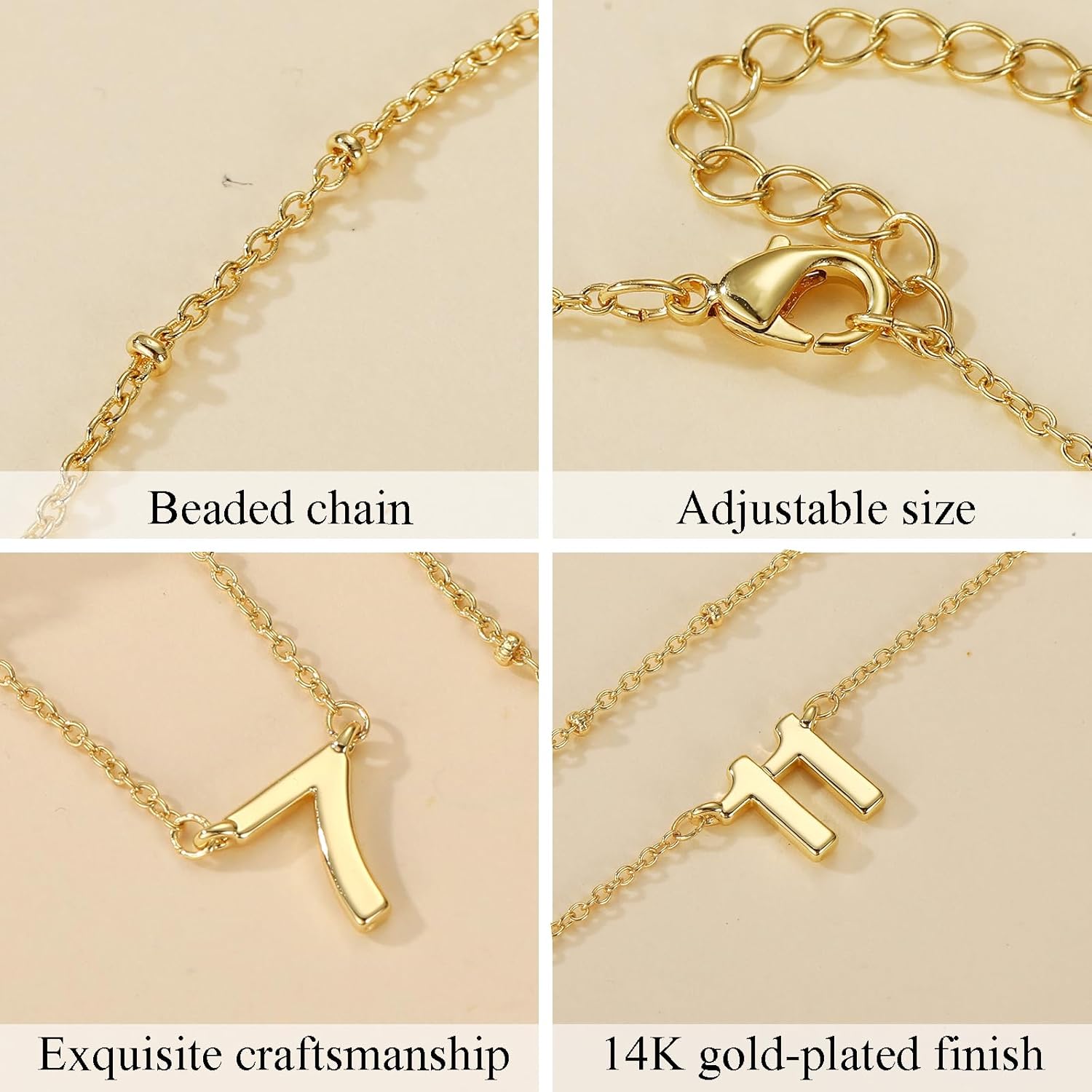 Number Necklace for Women, 14K Gold Plated Layered Chain Number Pendant Jewelry Gifts for Sister Mom Girlfriend Daughter - Image 5