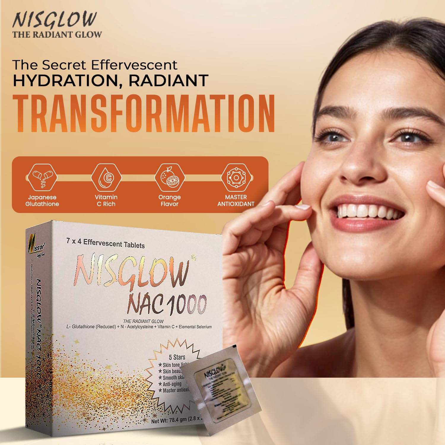 nisglow glutathione reviews Nisglow nac- Effervescent Glutathione Tablets for Glowing Skin Made with  Japanese Glutathione (600 mg) & Vitamin C (65 mg) N-Acetylcysteine (400  mg)-28 Effervescent Tablets. Orange Flavor : Amazon.in: Health & Personal  Care